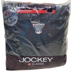 Jockey Classic 3 Pk Mens Crew Neck Modern Fit T Shirts XL 46-48 Black Cotton New