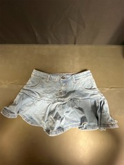 Tanming Women’s Pleated Jean Skirt Casual A-Line Ruffle Y2K Mini Denim Skirt