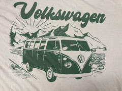 Volkswagen Van Retro Graphic T-shirt Men Beige Logo Green Short Sleeve