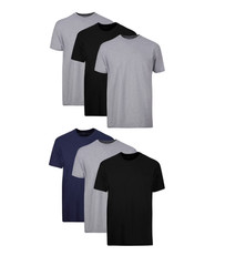 Hanes T-Shirt, 6-Pack, Moisture-Wicking T-Shirt Undershirts, Black/Grey/Blue