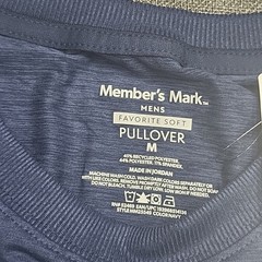 Members Mark Mens Pullover Medium Size Blue Long Sleeves Top with Zip Pocket