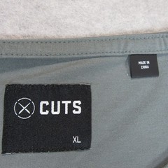 Cuts Mens Henley Shirt XL Gray Stretch Polyester Cotton Button Logo Long Sleeve