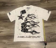 HELLSTAR Men’s Graphic Print White Short Sleeve Crew Neck T-Shirt s