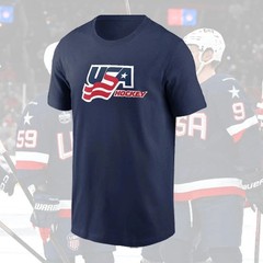(Navy Blue) USA Hockey 2026 T-Shirt USA Size S – 4XL