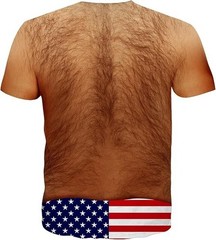 Funny Patriotic T Shirt Men 3D Hairy Chest Eagle Flag Gag Gift Party AOP Tee