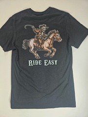 Bowery Supply Co. T-Shirt Mens Medium Black Skeleton Cowboy Rodeo Graphic Tee
