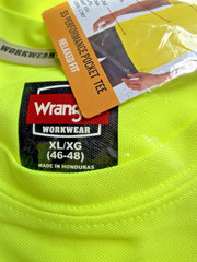 2 Wrangler Workwear SS Performance Tee Moisture Wicking UPF 40 Pocket Yellow XL