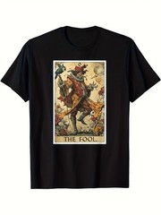 Tarot The Fool Graphic T-Shirt Vintage Mystic Card Print Casual Tee