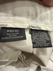 St. John’s Bay Men’s 40×34 Cream Chino Pants Relaxed Fit Pleated Front Cotton