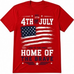 t-shirt for men 4th of July USA flag patriotic graphic print red crew neck