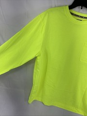 NWT Wrangler Workwear Men’s Hi-Vis Yellow Long Sleeve Pocket T-Shirt Size XL