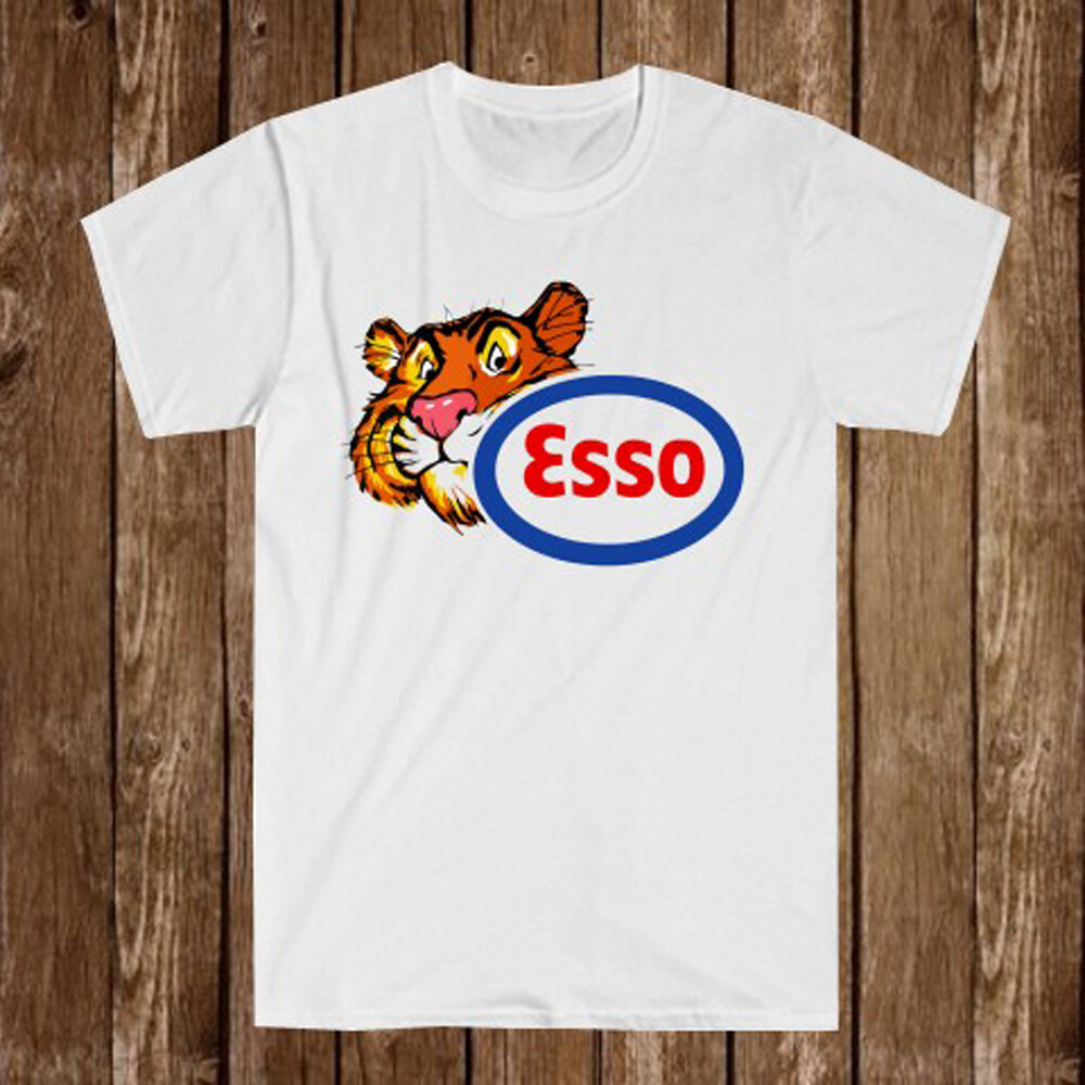Esso Oil Tiger Logo Men’s White T-Shirt Size S-5XL