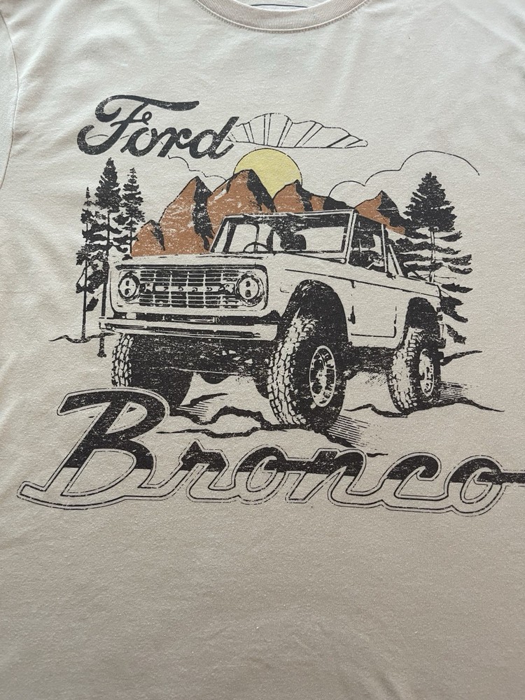 Goodfellow & Co Ford Bronco Graphic Logo T-Shirt Crew Neck Beige Men’s L