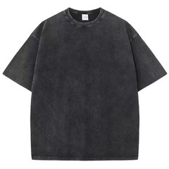 Oversized washed Heavyweight 100% Cotton T-Shirt Vintage Wash Blank Tee S-XXL