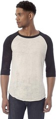 Alternative 169326 Mens Burnout Baseball Tee Natural/Black Size X-Small
