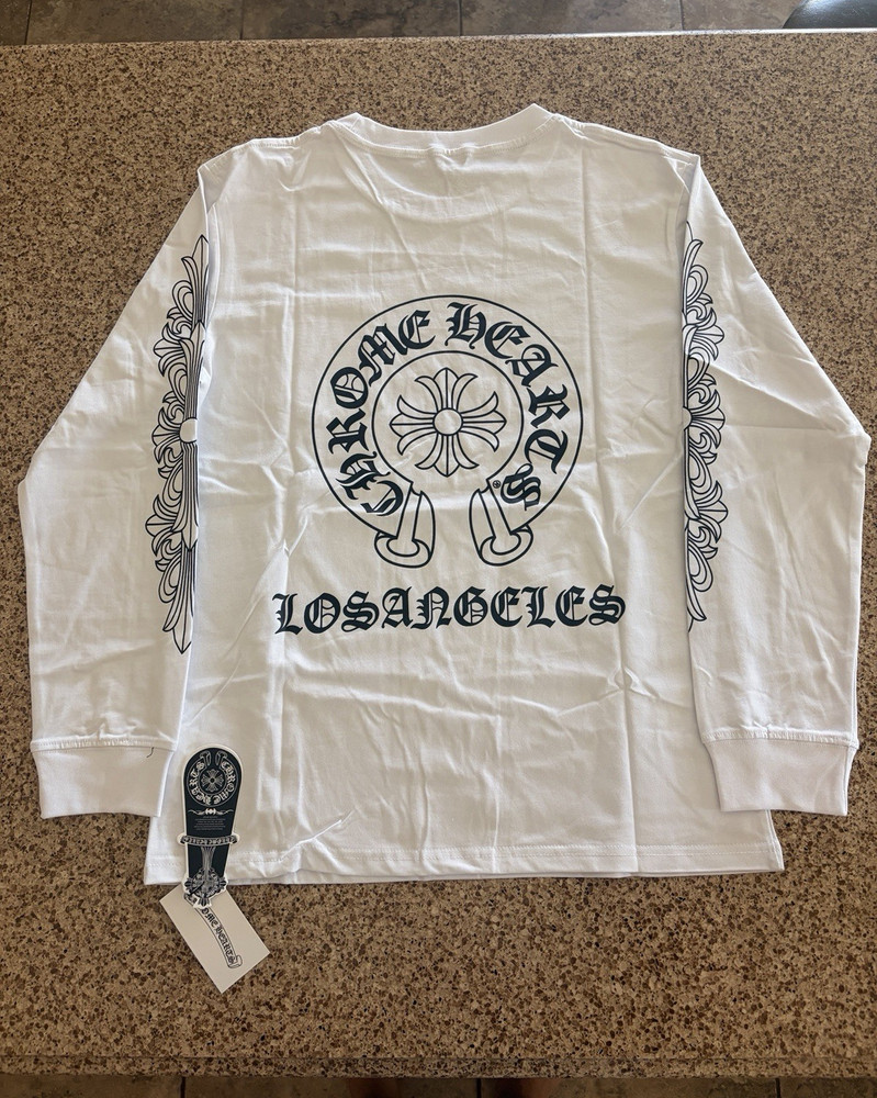 Chrome Hearts Los Angeles Men’s L White Long Sleeve Graphic Pocket Tee Cotton