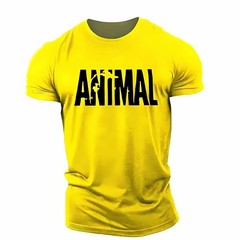 Men Muscle Gym T-Shirts Short Sleeve Workout Athletic Bodybuilding Animal Tee