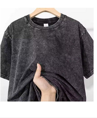 Men Heavy Cotton T-Shirt 230G Vintage Washed Oversized Streetwear Tee