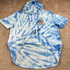 DIKOTOMY Blue White Tie-Dye Hooded Skeleton Flamingo Graphic T-Shirt Mens L