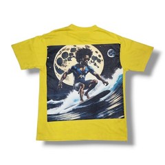M.D.M. High Large Surf Graphic Print & Embroidered Front Yellow T-Shirt Men’s L