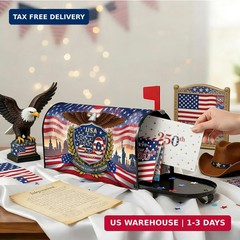 USA 250th Years Anniversary Magnetic Mailbox Cover, Patriotic American Flag Bald