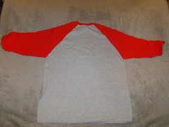 Gildan Adult Heavy Cotton 3/4 Baseball Raglan Sleeve Red/Gray Red/White T Shirt