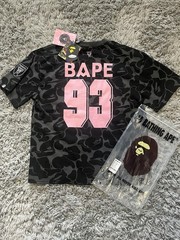 A Bathing Ape BAPE Miami Black/Pink Camo Graphic Logo Tee Shirt Men’s S
