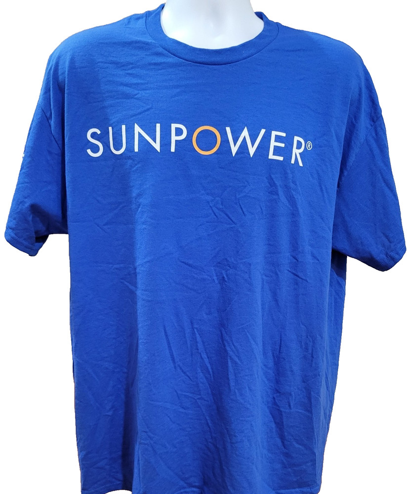 T-shirt Men XL Blue Gildan Short Sleeve Dryblend Sunpower Logo NWOT