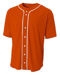 A4 N4184 Mens Polyester/Spandex Stretch Mesh Full Button Baseball Jersey Shirt
