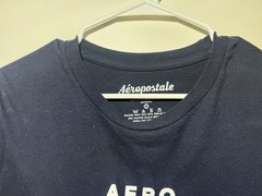 Aéropostale Men’s M Navy Logo Short Sleeve Crew Neck Cotton Blend Knit T-Shirt