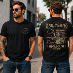 Patriotic USA 250th Anniversary Shirt Men 1776 2026 Eagle Flag July 4th (S-5XL)