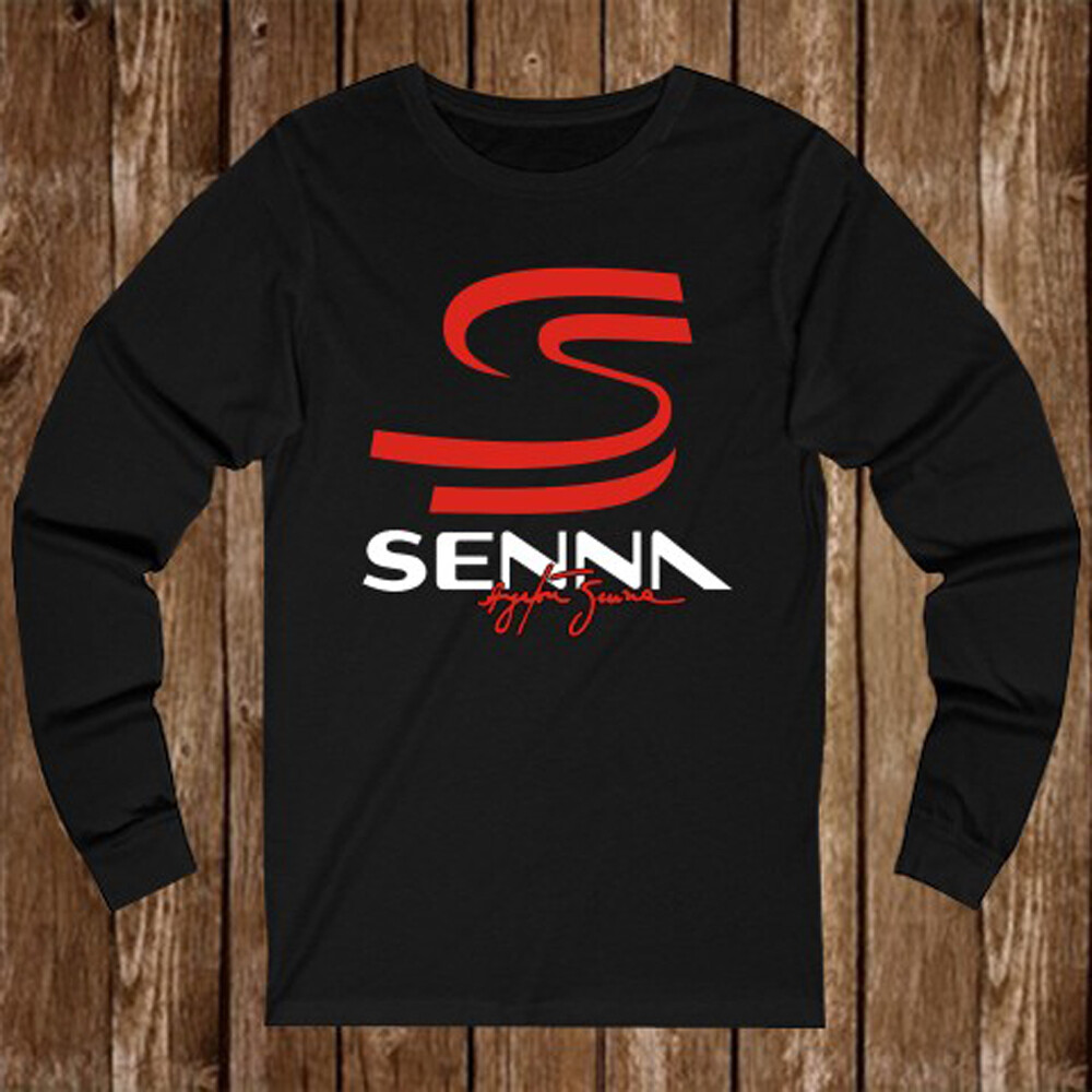 Ayrton Senna Logo Long Sleeve Black T-Shirt Size S-2XL