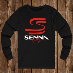 Ayrton Senna Logo Long Sleeve Black T-Shirt Size S-2XL