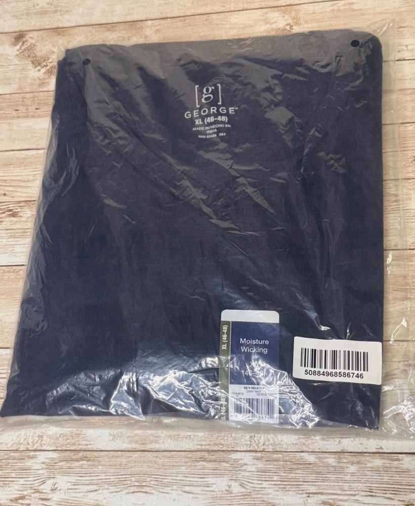 George Men’s Moisture Wicking Dark Navy Short Sleeve Shirt Choose Size
