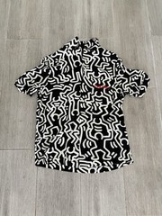 H&M x Keith Haring Regular Fit Black and White All-Over Print Size Small