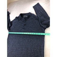 Faherty Cloud Cotton Henley Mens Medium Navy Blue Long Sleeve Pima Modal MKC0077