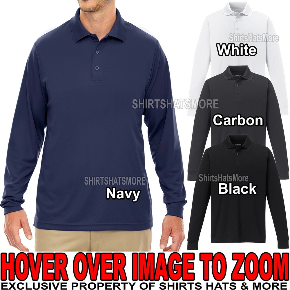 Men’s BIG & TALL LONG SLEEVE Polo Shirt Moisture Wicking XLT 2XLT 3XLT 4XLT 5XLT