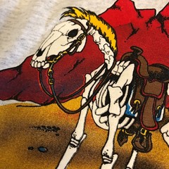 vtg Arizona Skeleton Cowboy/Horse T Shirt Sportex M 90s Southwest Graphic Tee