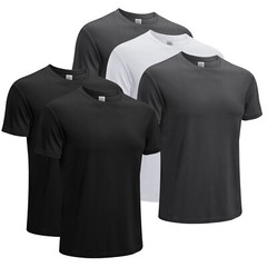 Pack of 5 Men Active Athletic Crew Neck T Shirts Running Workout Hiking Swim