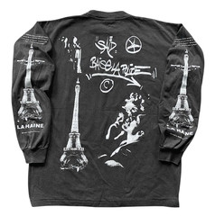 La Haine Shirt Sz XL Vintage Style Long Sleeve Black Faded Single Stitch REPRINT