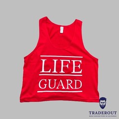 H.E.Arts Male LIFEGUARD custom print men red cotton Crop tank top