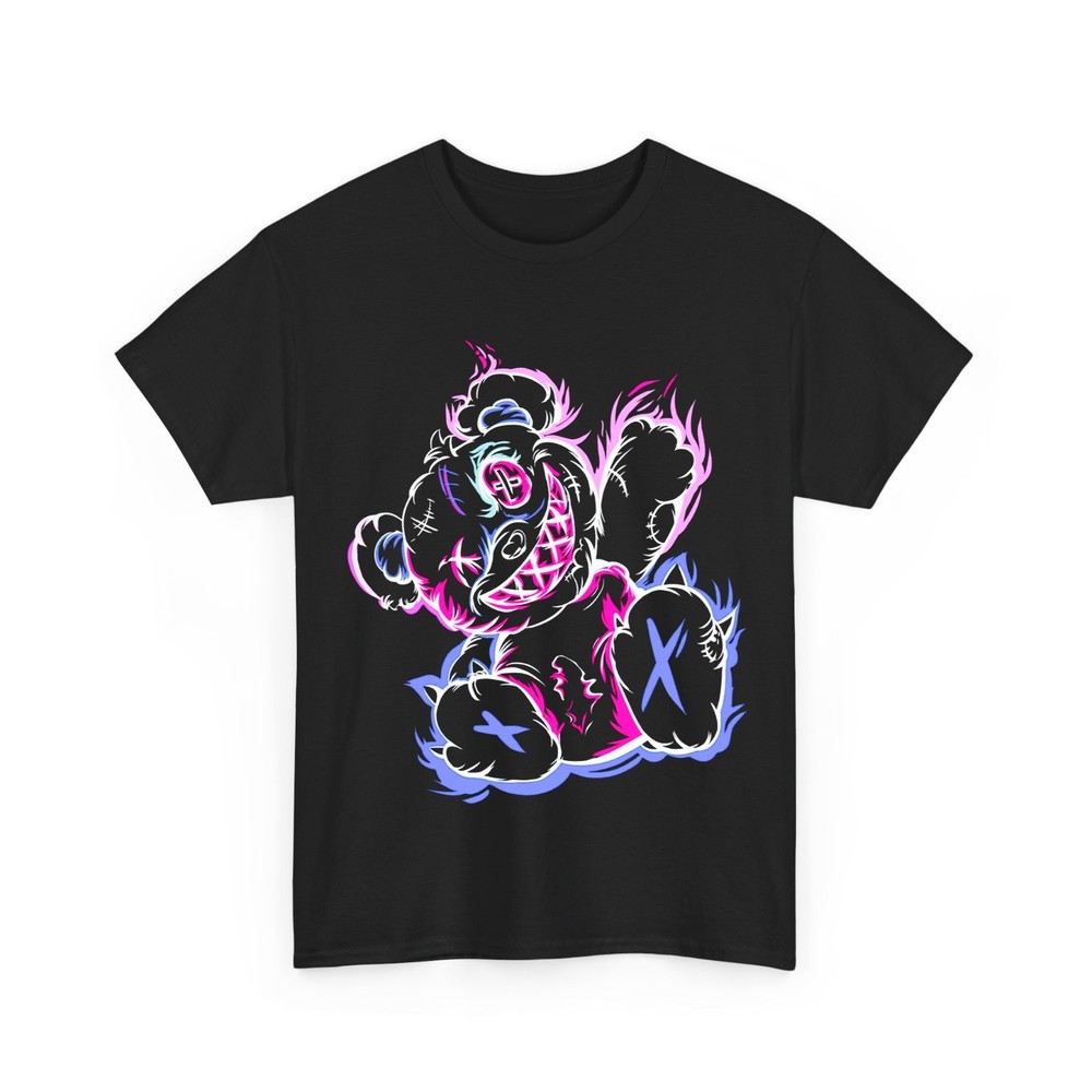 Cyberpunk Voodoo Teddy Bear Neon Graphic Men Black T-Shirt