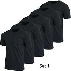 Men’s Cotton Crew Neck Pocket T-Shirts (5-Pack)