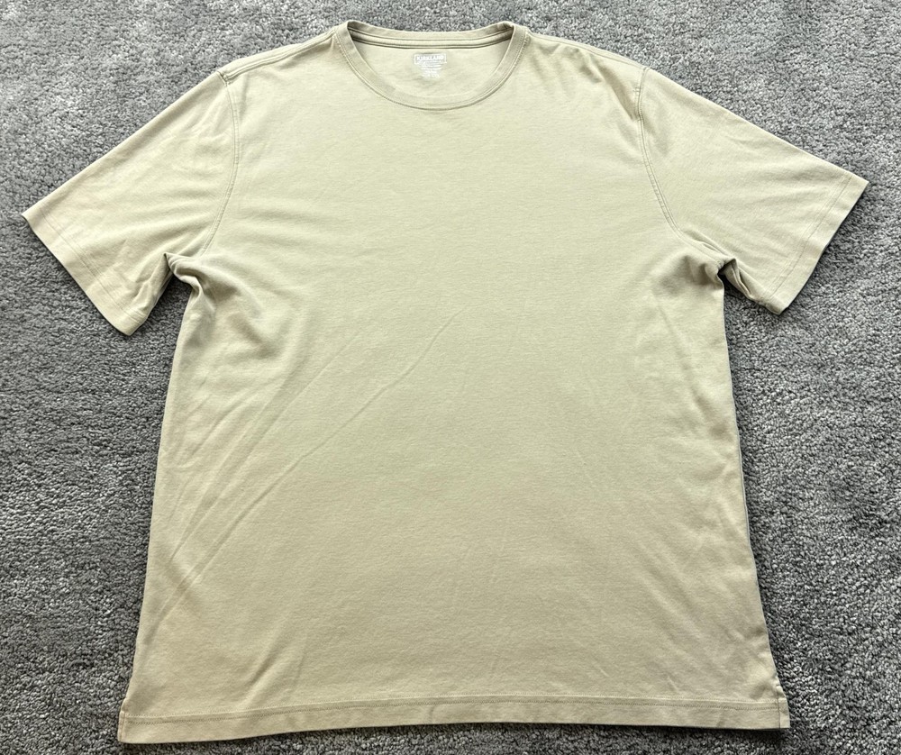 Kirkland Signature Shirt Mens 2XL Beige Pima Cotton Crew Neck Tagless Basic