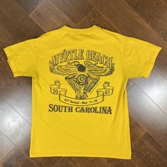 Vintage Myrtle Beach Motorcycle Shirt Mens Medium Yellow Bike Week Y2K 2001