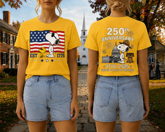Snoopy 250th Anniversary T Shirt Front Back 1776 2026 America 4th Of July Tee