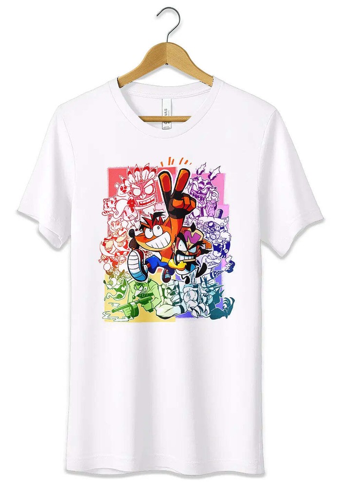 T-Shirt Maglietta Crash Bandicoot 4 Tshirt Videogames Nerd Bianca S M L XL XXL