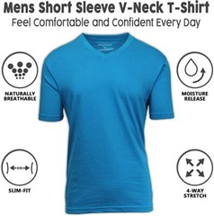 Men’s Solid V-Neck Short Sleeve T-Shirt [Multiple Colors] M-2X New FREE SHIPPING