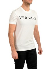 Versace Men’s White Logo Embellished Crewneck Short Sleeve T-Shirt US 2XL IT 56