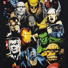 Marvel T-Shirt Men’s L Black Superhero Charecters Movie TV Promo Cut Tag